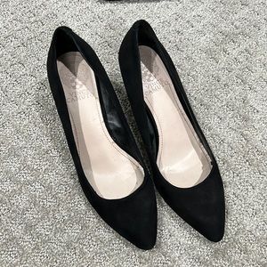 Vince Camuto black suede 2 inch heels